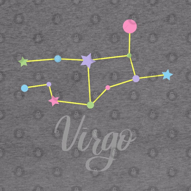 Virgo Zodiac Constellation in Rainbow Pastels by Kelly Gigi